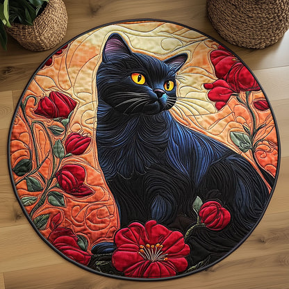 Velvet Shadows Cat WJ0907048CL Quilted Round Mat