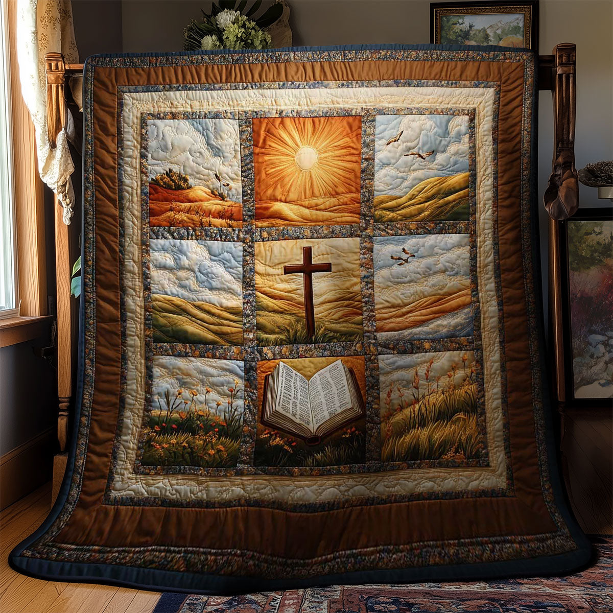 Christianity Bible And Cross WN0603025CL Quilt