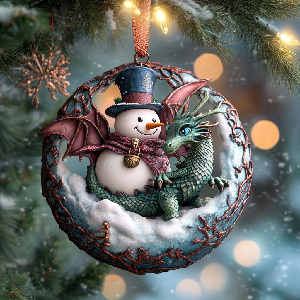 Snowman Dragon Friend WN0312015CL Christmas Ornament