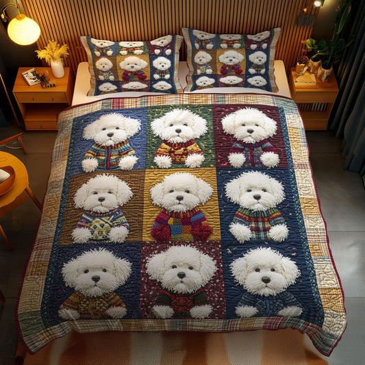 Fluffy Bichon Tiles WN2301064CL Duvet Cover Set