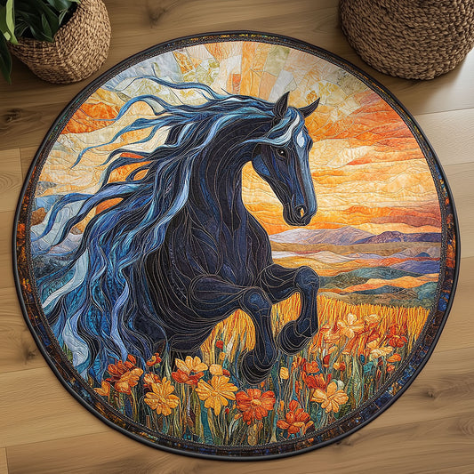 Horse Horizon WN0506047CL Quilted Round Mat