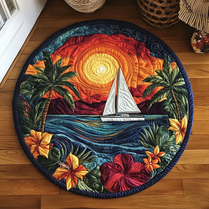 Tropical Sunset Sailboat WJ0207034CL Quilted Round Mat