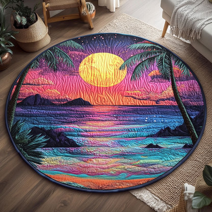 Tropical Surreal Sunset WJ0307045CL Quilted Round Mat