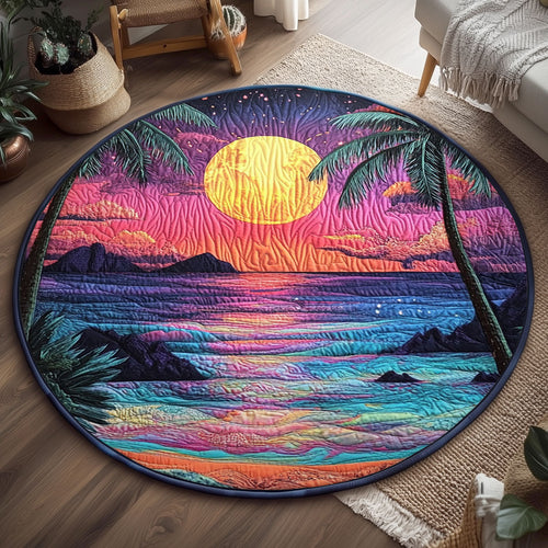 Tropical Surreal Sunset WJ0307045CL Quilted Round Mat