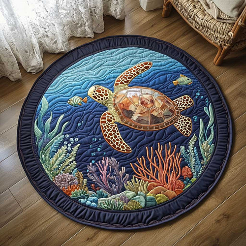Ocean Turtle WN1703014CL Quilted Round Mat