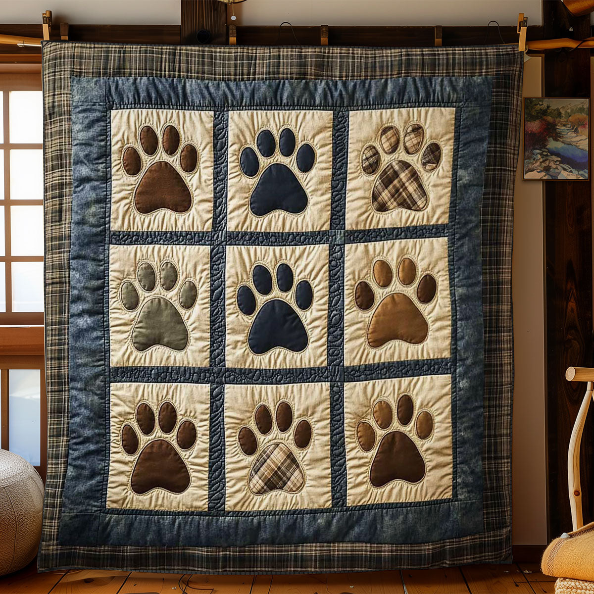 Rustic Cabin Paw Dog WN0503013CL Quilt