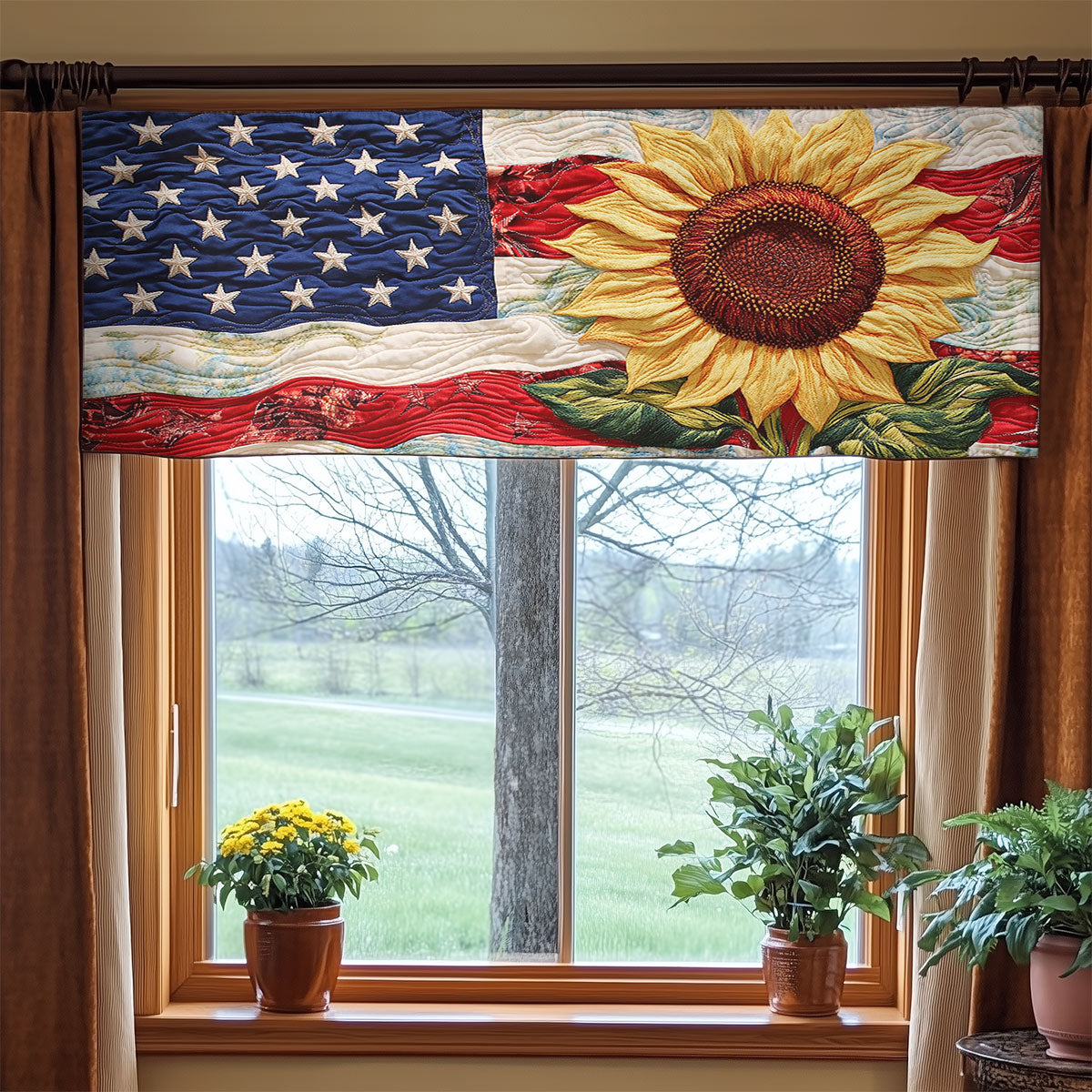Sunflower Americana Light WN1606054CL Quilted Valance