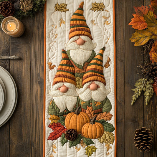 Gnomes Love Autumn XR1609009CL Quilted Table Runner
