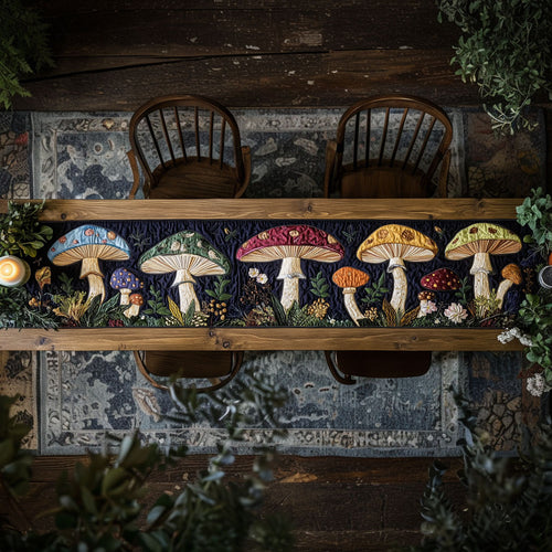 Harvest Mushroom WN0307069CL Quilted Table Runner