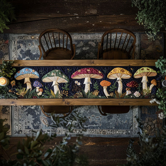 Harvest Mushroom WN0307069CL Quilted Table Runner