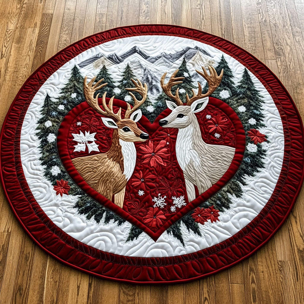 Deer Couple KL1212014CL Quilted Round Mat