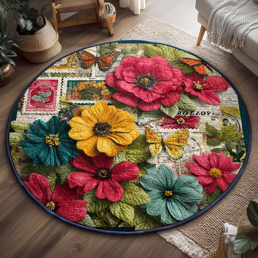 Botanical Stamp Memories WJ0901166CL Quilted Round Mat