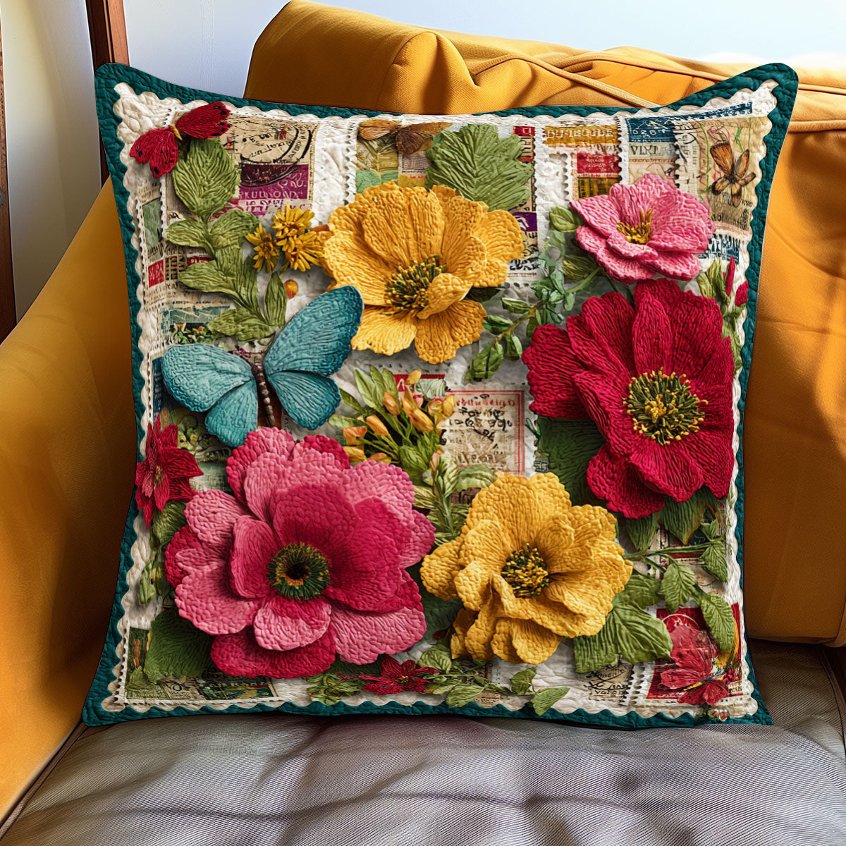 Botanical Stamp Portraits WJ0901133CL Quilt Pillow Case