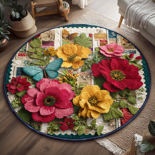 Botanical Stamp Portraits WJ0901167CL Quilted Round Mat