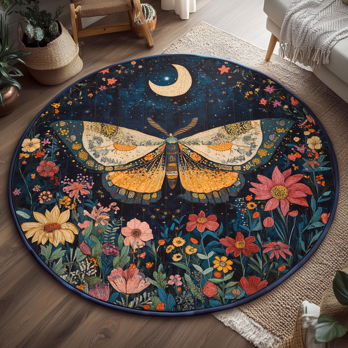 Butterfly Night WJ1301126CL Quilted Round Mat