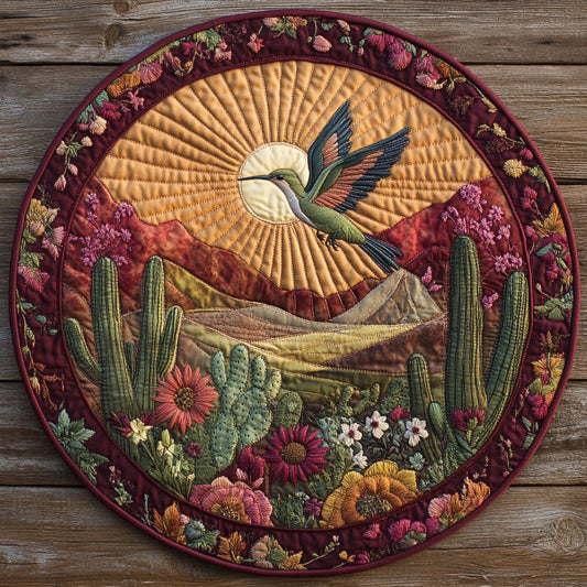 Floral Hummingbird Frame WN2905022CL Quilted Round Mat