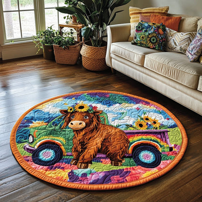 Hippie Cow QA1911004CL Quilted Round Mat