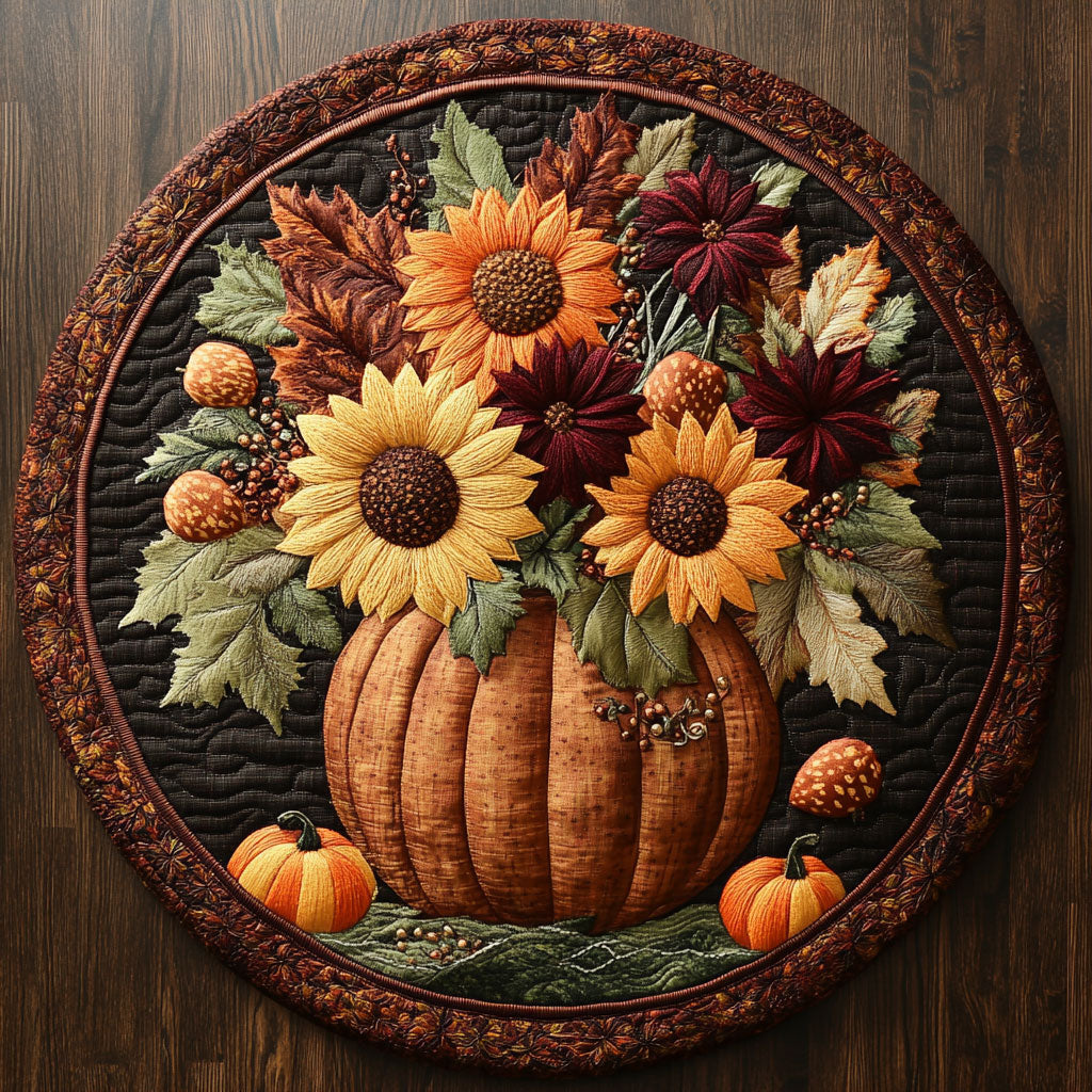 Sunlit Garden Flower WN1408112CL Quilted Round Mat