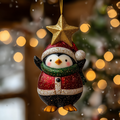 Star Topped Penguin LT1610024CL Christmas Ornament