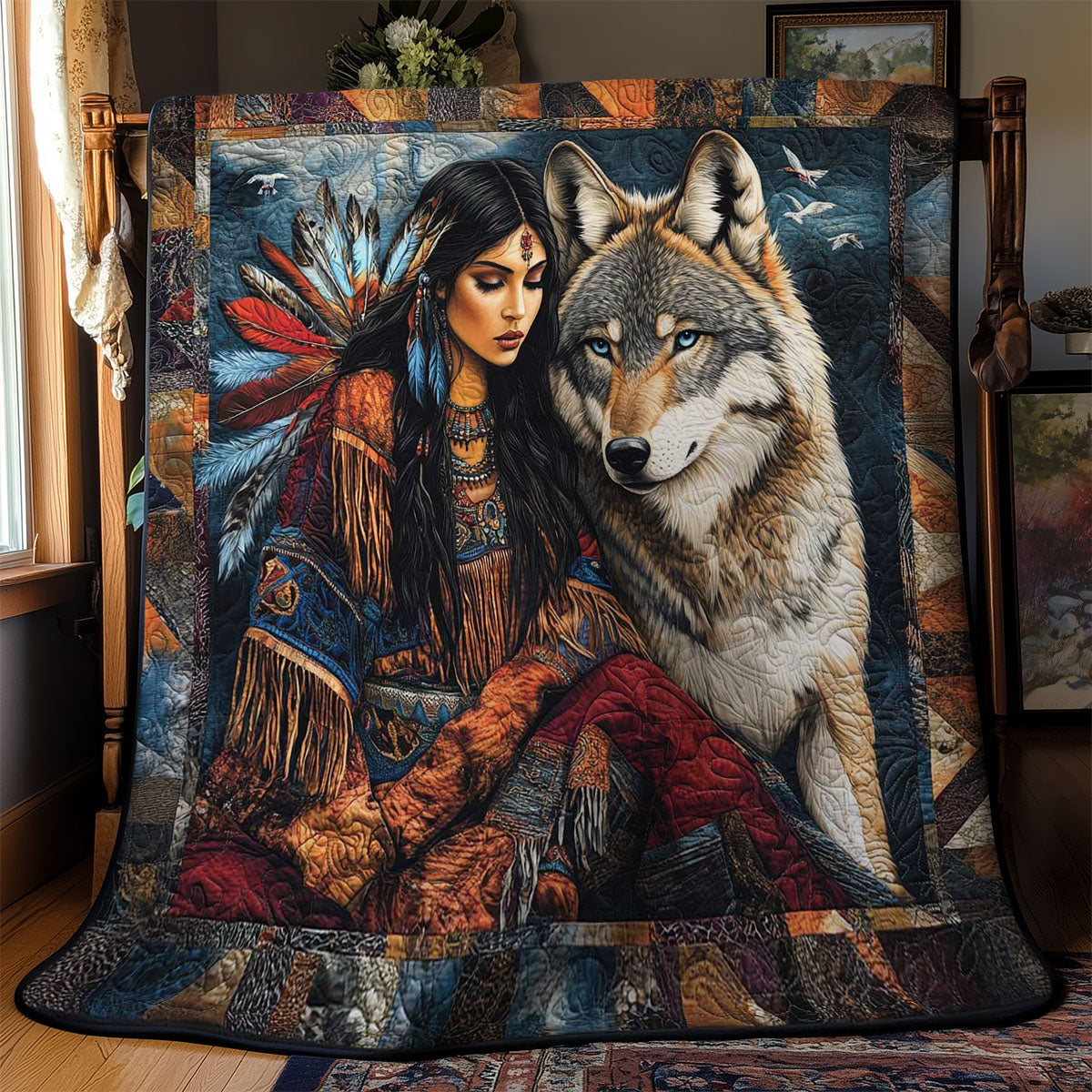 Mystic Wolf And Woman WN2201014CL Quilt