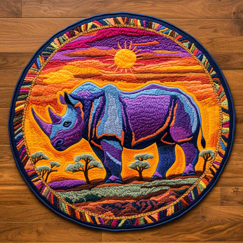 Majestic Rhinoceros WN0605012CL Quilted Round Mat