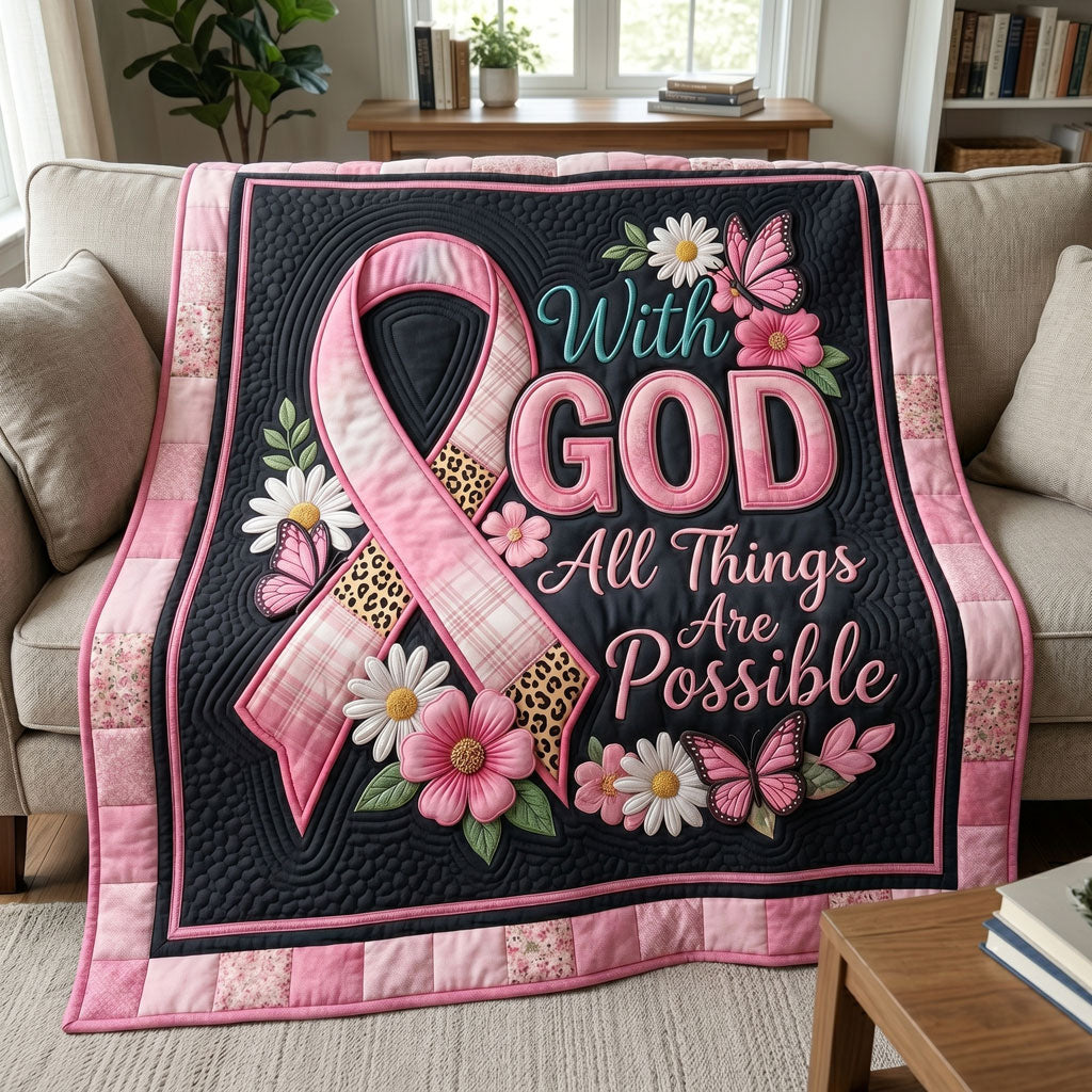 Faith Hope Pink Ribbon Christian WN2804009CL Quilt