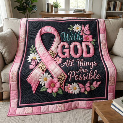 Faith Hope Pink Ribbon Christian WN2804009CL Quilt