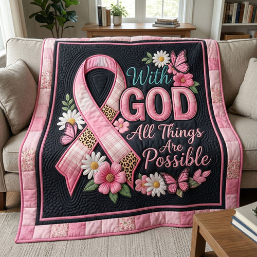 Faith Hope Pink Ribbon Christian WN2804009CL Quilt