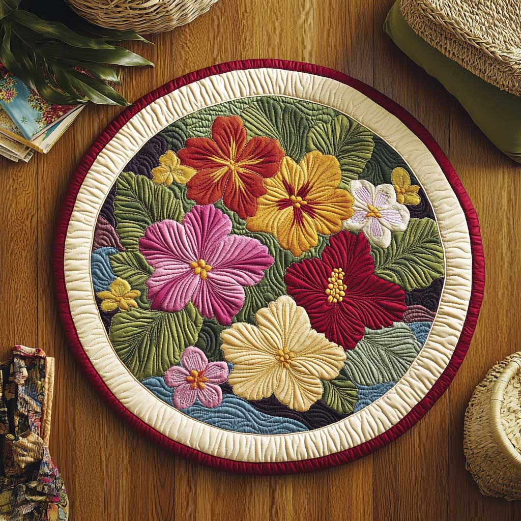 Aloha Bloom WN3103002CL Quilted Round Mat