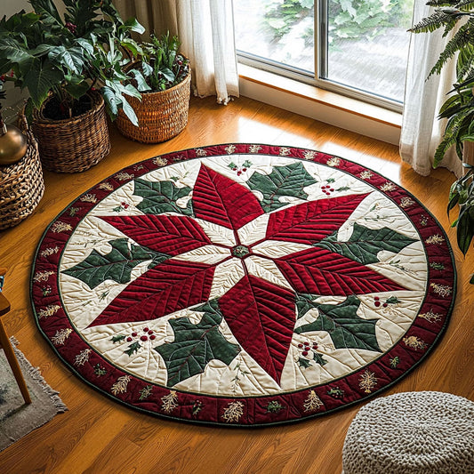 Geometric Poinsettia QA2711028CL Quilted Round Mat