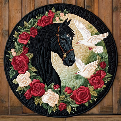 Black Horse Dove WP2204078CL Quilted Round Mat