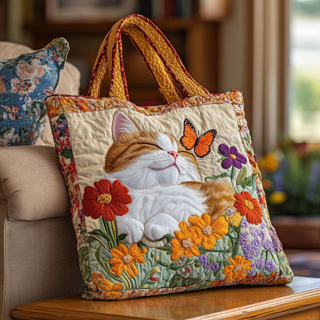 Floral Daydream Cat KL1912004CL Quilted Tote Bag