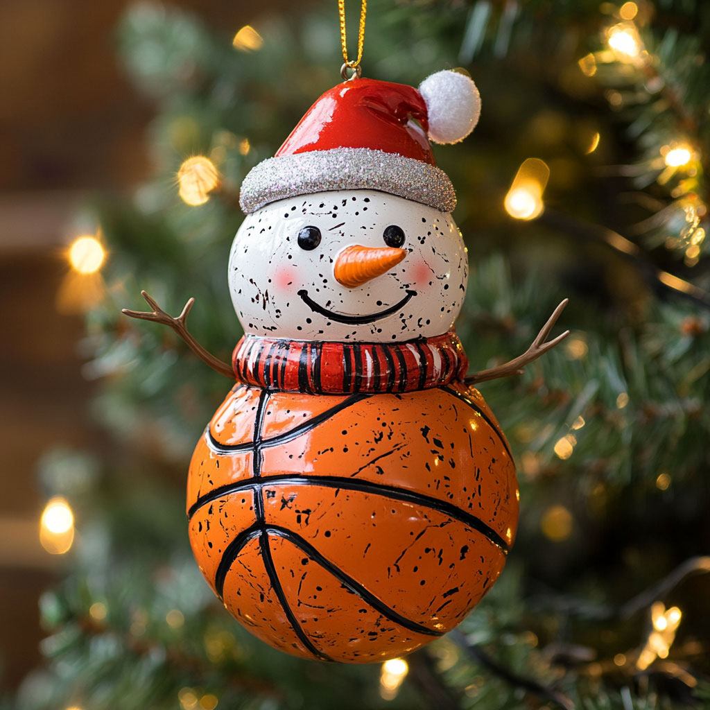 Basketball Snowman CW2311018CL Christmas Ornament