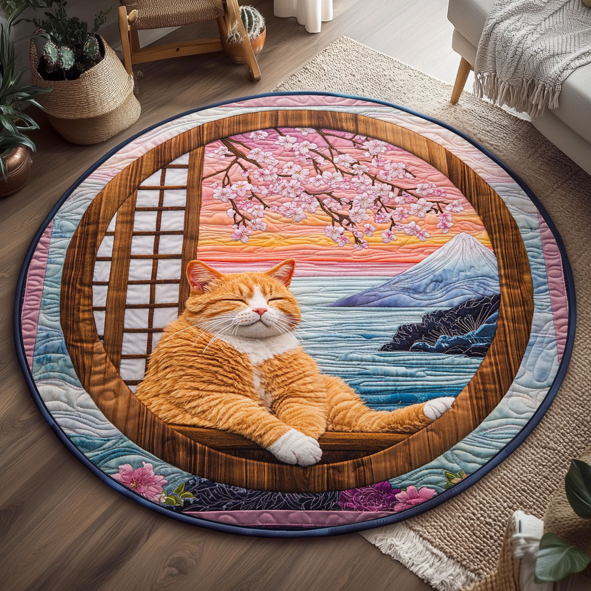 Whiskers At Dusk WJ2805031CL Quilted Round Mat