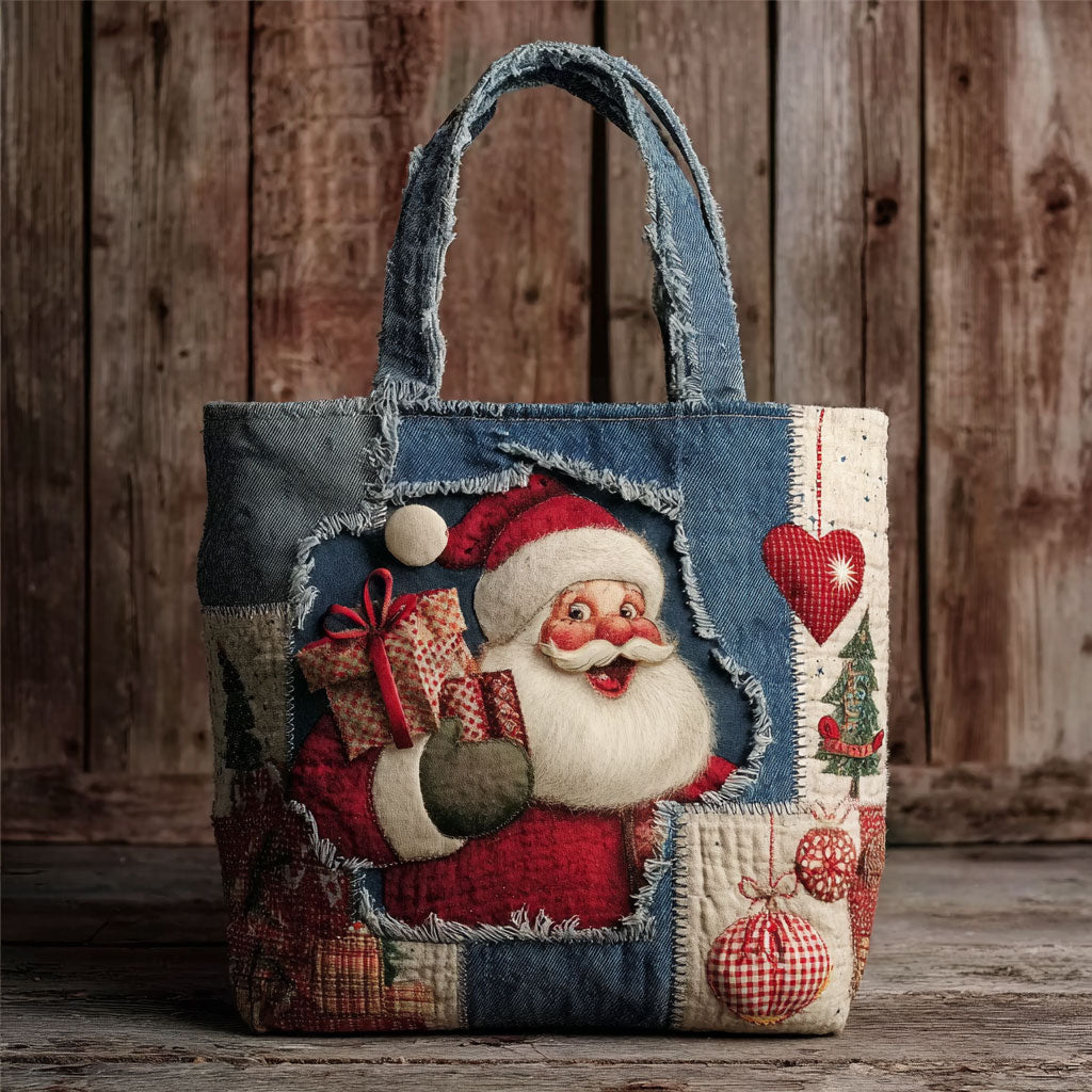 Rustic Santa WN0801070CL Quilted Tote Bag