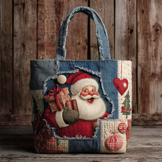 Rustic Santa WN0801070CL Quilted Tote Bag