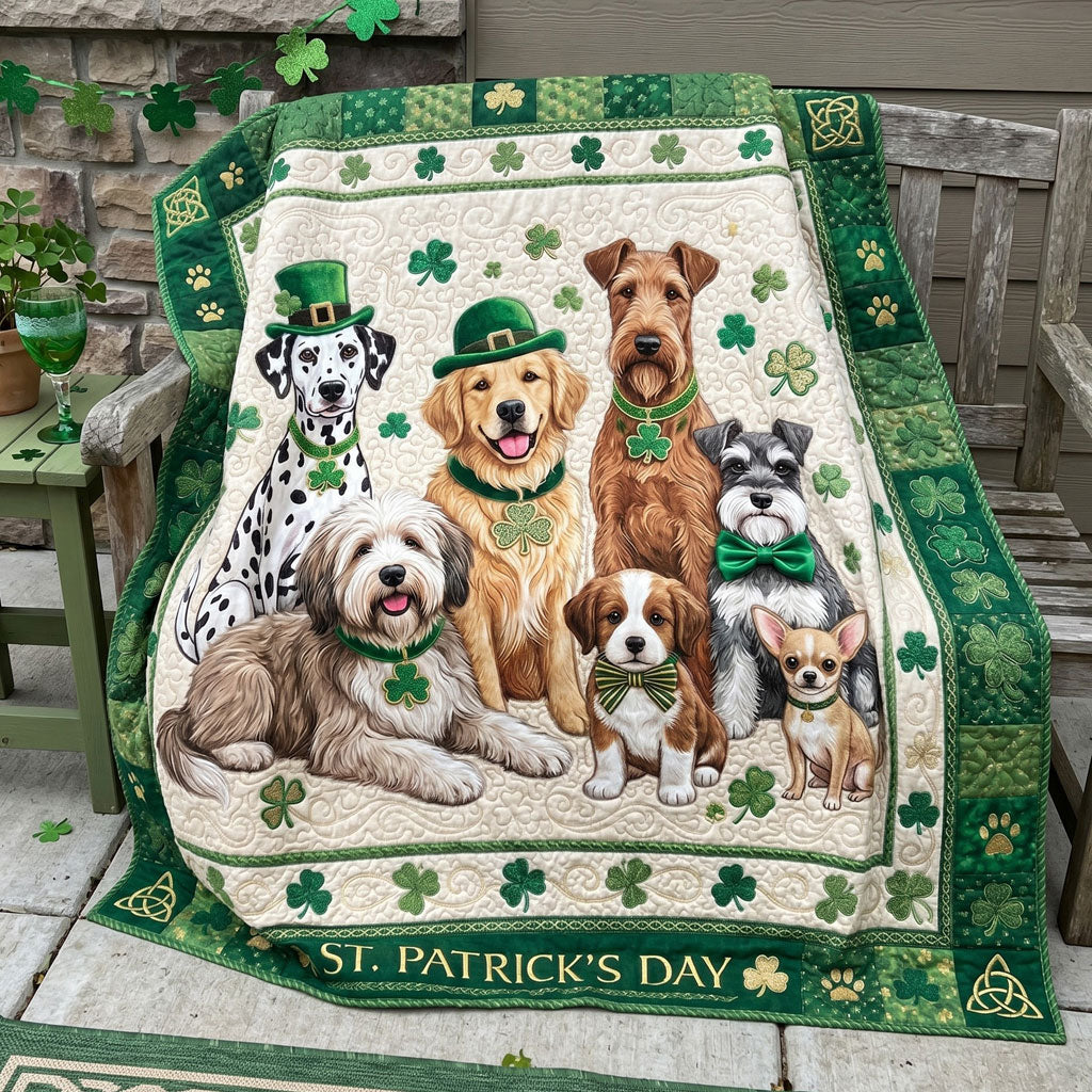 Shamrock Puppy Patchwork WN1105029CL Quilt