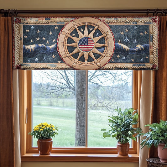 Ship Wheel Nautical WN0906092CL Quilted Valance