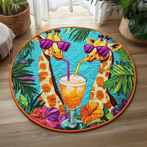 Fancy Tropical Giraffe QA0812008CL Quilted Round Mat