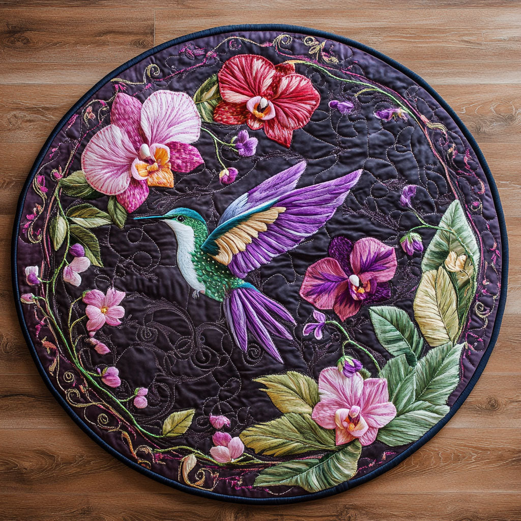 Hummingbird Bloom WN1706044CL Quilted Round Mat