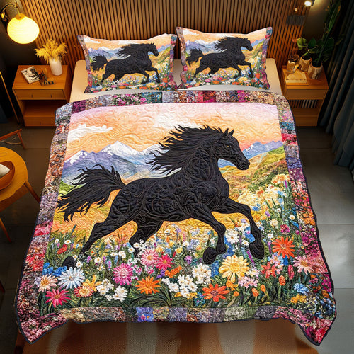 Black Horse Flower WP2001023CL Duvet Cover Set