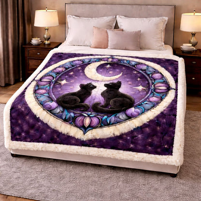 Celestial Black Cats KL0302001CL Faux Fur Throw Blanket