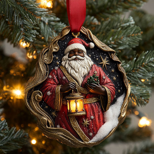 Elegant Black Santa Claus Night WN0511026CL Christmas Ornament