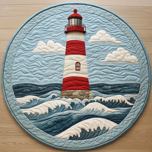 Serenity Lighthouse CW1301156CL Quilted Round Mat