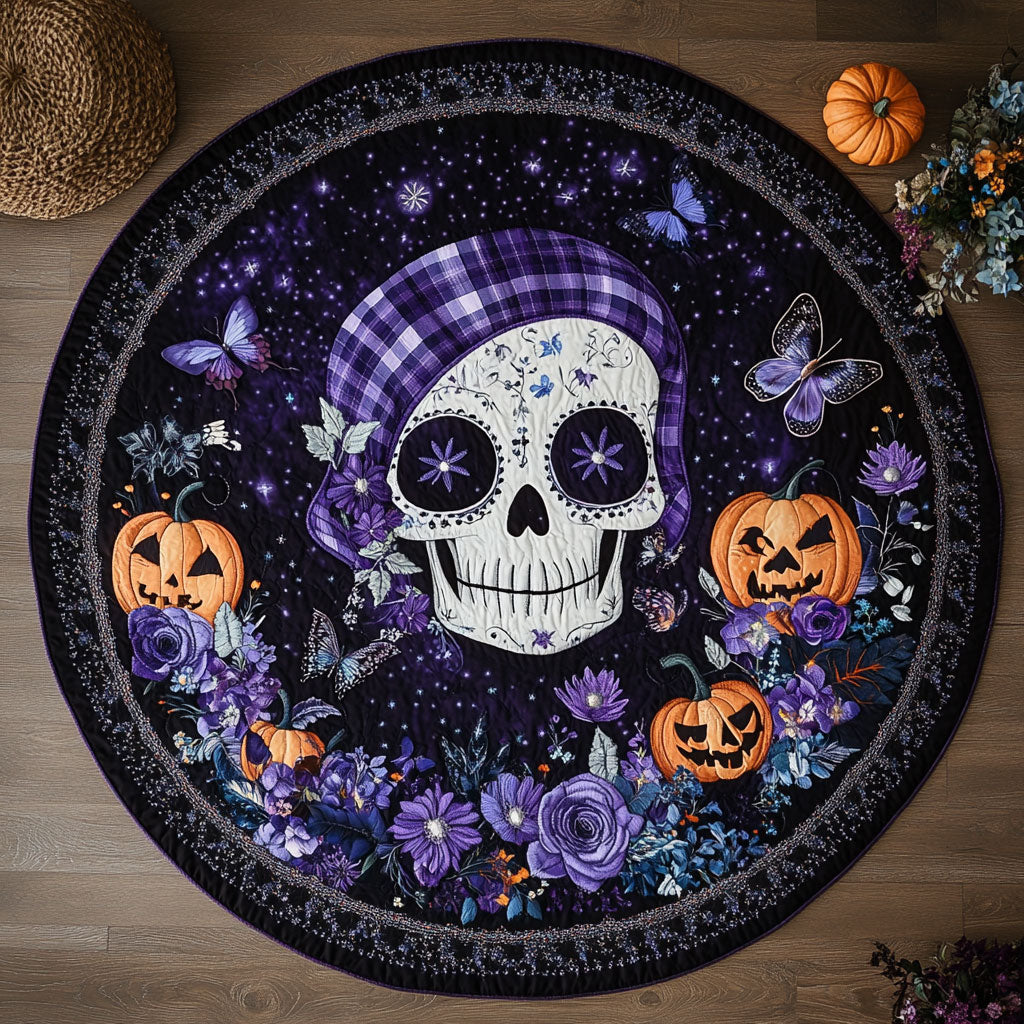 Pumpkin Skull WN1308099CL Quilted Round Mat