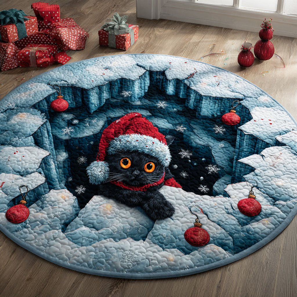 Winter Black Cat CW2811017CL Quilted Round Mat