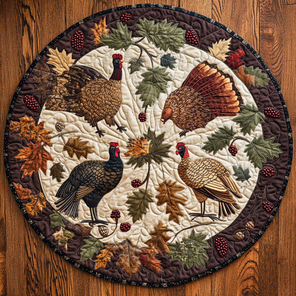 Rustic Turkey Charm WN0708087CL Quilted Round Mat