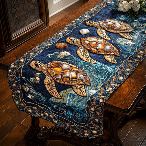 Turtle Tide WJ2406023CL Quilted Table Runner