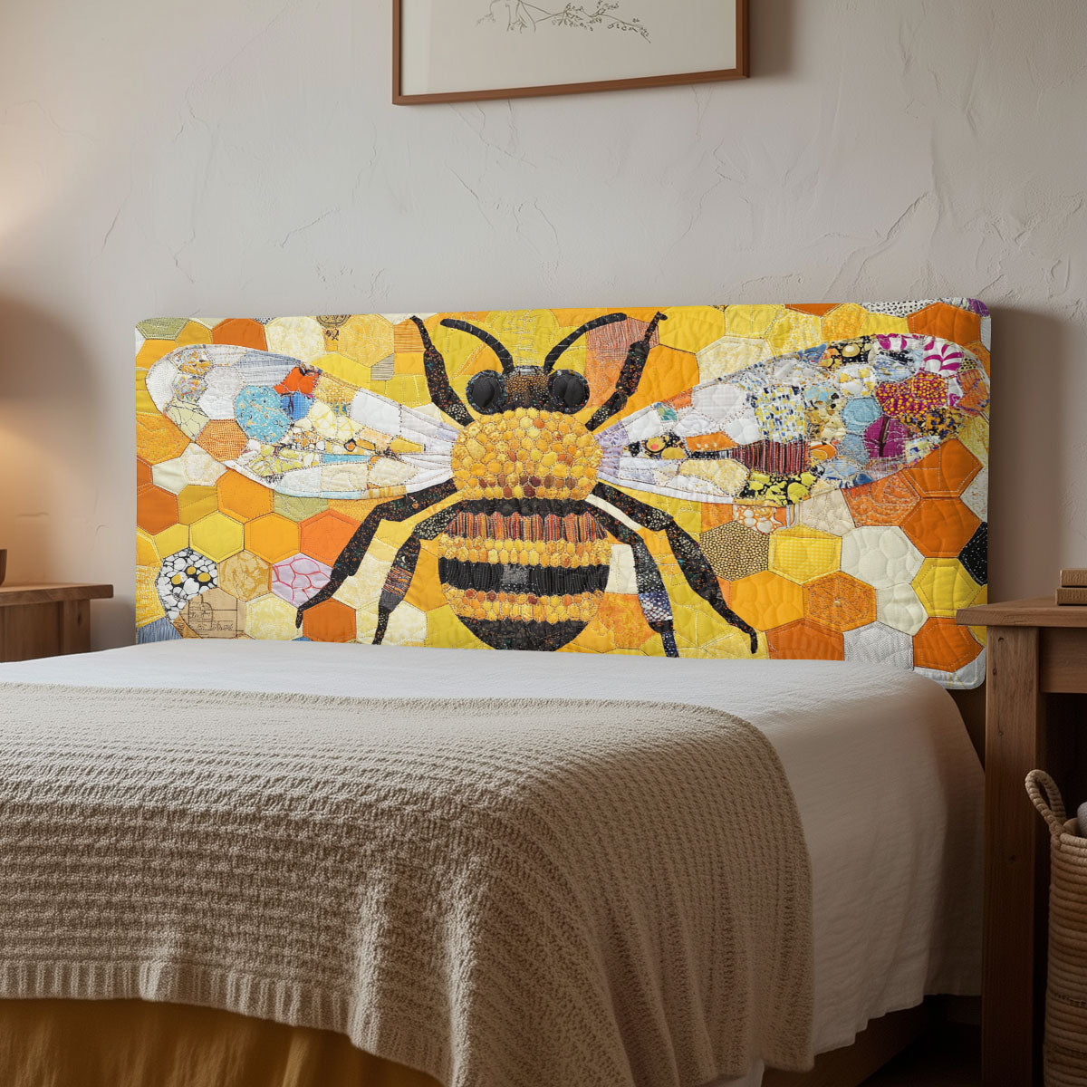 Patchwork Honey Bee CW1112023CL Quilted Headboard Slipcover
