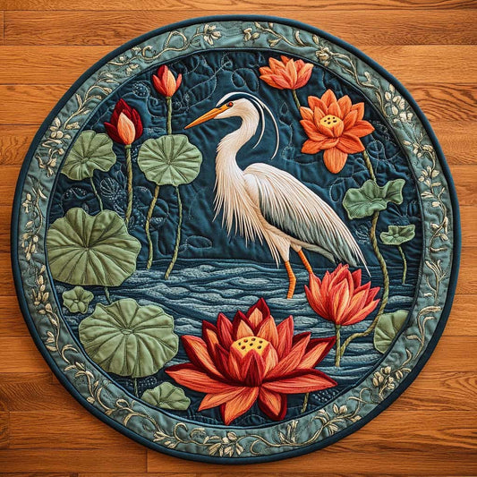 Serene Heron WN2404059CL Quilted Round Mat
